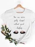 Casual Ladies T-shirts Clothing Short Sleeve Clothes Fashion Eye Lashes Letter Trend Summer Women T Female Graphic Tee