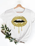 Casual Ladies T-shirts Clothing Short Sleeve Clothes Fashion Eye Lashes Letter Trend Summer Women T Female Graphic Tee