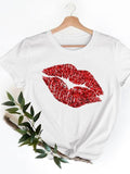 Casual Ladies T-shirts Clothing Short Sleeve Clothes Fashion Eye Lashes Letter Trend Summer Women T Female Graphic Tee