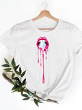 Casual Ladies T-shirts Clothing Short Sleeve Clothes Fashion Eye Lashes Letter Trend Summer Women T Female Graphic Tee