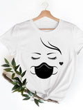 Casual Ladies T-shirts Clothing Short Sleeve Clothes Fashion Eye Lashes Letter Trend Summer Women T Female Graphic Tee