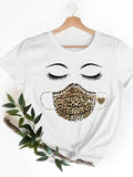 Casual Ladies T-shirts Clothing Short Sleeve Clothes Fashion Eye Lashes Letter Trend Summer Women T Female Graphic Tee