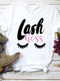 Ropa Ropa de moda Mujer Camiseta de manga corta para mujer Camiseta con letras Dulce Lindo 90s Lashes Verano Camiseta con gráfico de dibujos animados