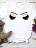 Ropa Ropa de moda Mujer Camiseta de manga corta para mujer Camiseta con letras Dulce Lindo 90s Lashes Verano Camiseta con gráfico de dibujos animados