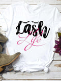 Eye Lashes Women Short Sleeve Top Tee