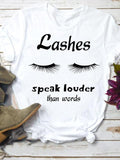 Eye Lashes Women Short Sleeve Top Tee