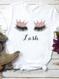 Eye Lashes Women Short Sleeve Top Tee