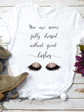 Eye Lashes Women Short Sleeve Top Tee