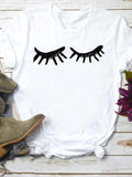 Eye Lashes Women Short Sleeve Top Tee