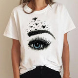 Clothing Love Heart Eye Lashes Summer Tee Graphic T Shirt Fashion Ladies Women Short Sleeve Clothes Cartoon T-shirt Female Top