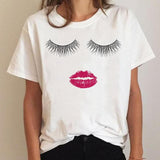 Clothing Love Heart Eye Lashes Summer Tee Graphic T Shirt Fashion Ladies Women Short Sleeve Clothes Cartoon T-shirt Female Top