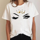 Clothing Love Heart Eye Lashes Summer Tee Graphic T Shirt Fashion Ladies Women Short Sleeve Clothes Cartoon T-shirt Female Top