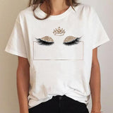 Clothing Love Heart Eye Lashes Summer Tee Graphic T Shirt Fashion Ladies Women Short Sleeve Clothes Cartoon T-shirt Female Top