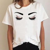 Clothing Love Heart Eye Lashes Summer Tee Graphic T Shirt Fashion Ladies Women Short Sleeve Clothes Cartoon T-shirt Female Top