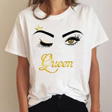 Clothing Love Heart Eye Lashes Summer Tee Graphic T Shirt Fashion Ladies Women Short Sleeve Clothes Cartoon T-shirt Female Top