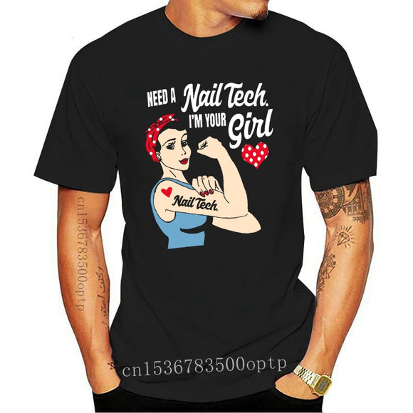 Mens Clothes Men Tshirt Rosie The Riveter Nail Tech. Shirt Gift Idea For Nail Technician Classic T Shirt Women T-Shirt Tees Top