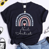 Nail Artist T-shirts Top for Women  Rainbow Clothes Fingernail Nail