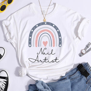 Nail Artist T-shirts Top for Women  Rainbow Clothes Fingernail Nail