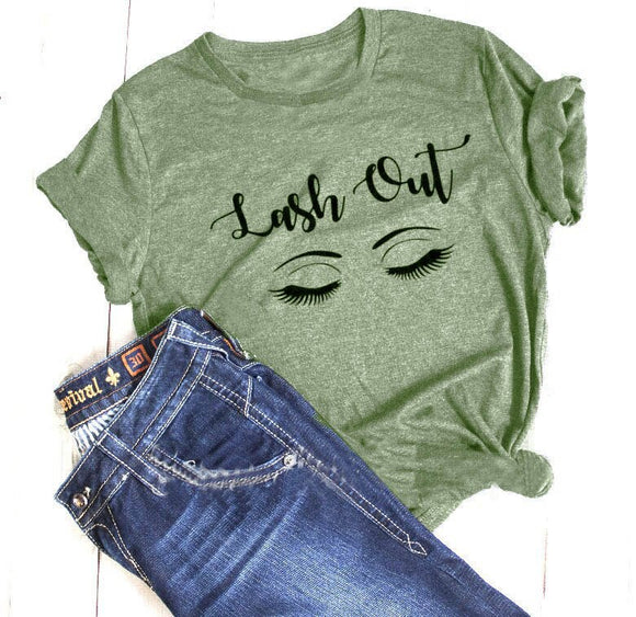 Lash Out Slogan T-Shirt Lash Out Makeup Artist Graphic Cotton Tee Funny Beauty Cosmetologist Gift Grunge tops Beautician t shirt